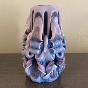 Hand Carved Ribbon Swirled Layered Wax 7” Candle Vintage